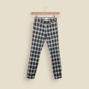 Madewell High Rise Plaid Pants, Bristow Plaid, Faded Black and Cream, Size 25